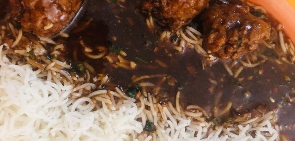 Veg Manchurian Gravy with Steam Rice