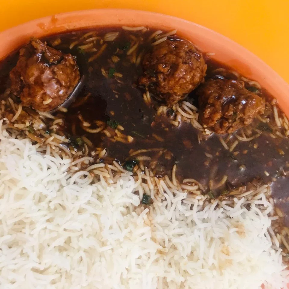 Veg Manchurian Gravy with Steam Rice