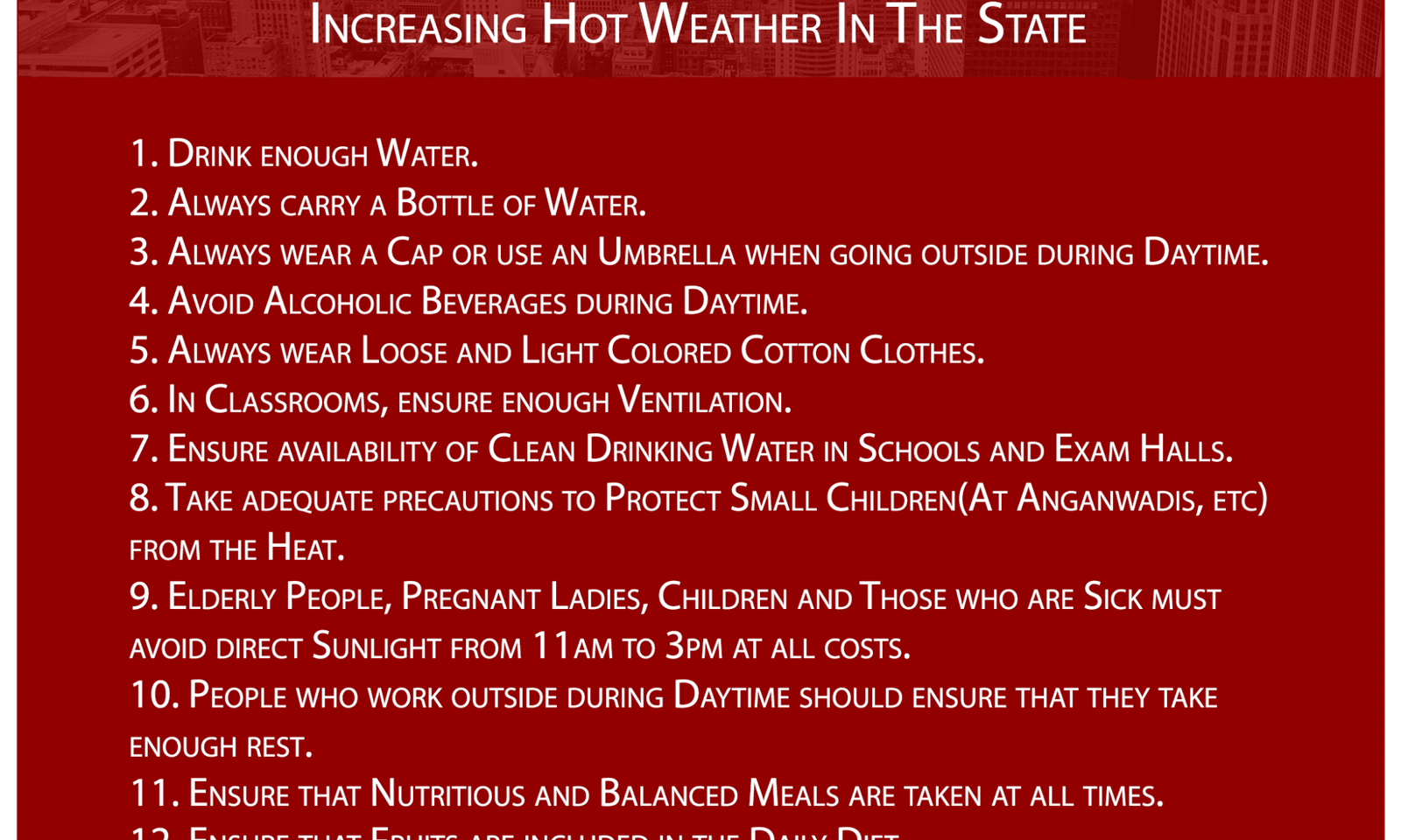 Heatprecaution instructions