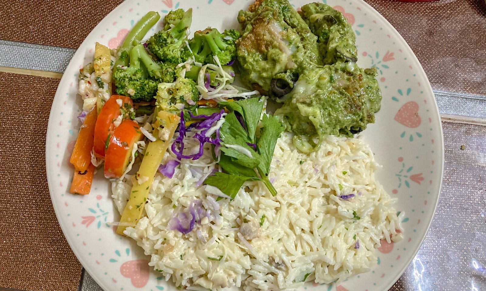 Pesto Fried Fish with Mushroom Risotto and Sautéed English Veggies from Caffe Primo